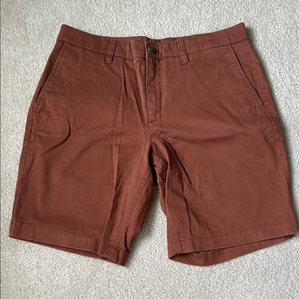 Burnt Orange/Rust Flat Front Chino Shorts (Hawker Rye)